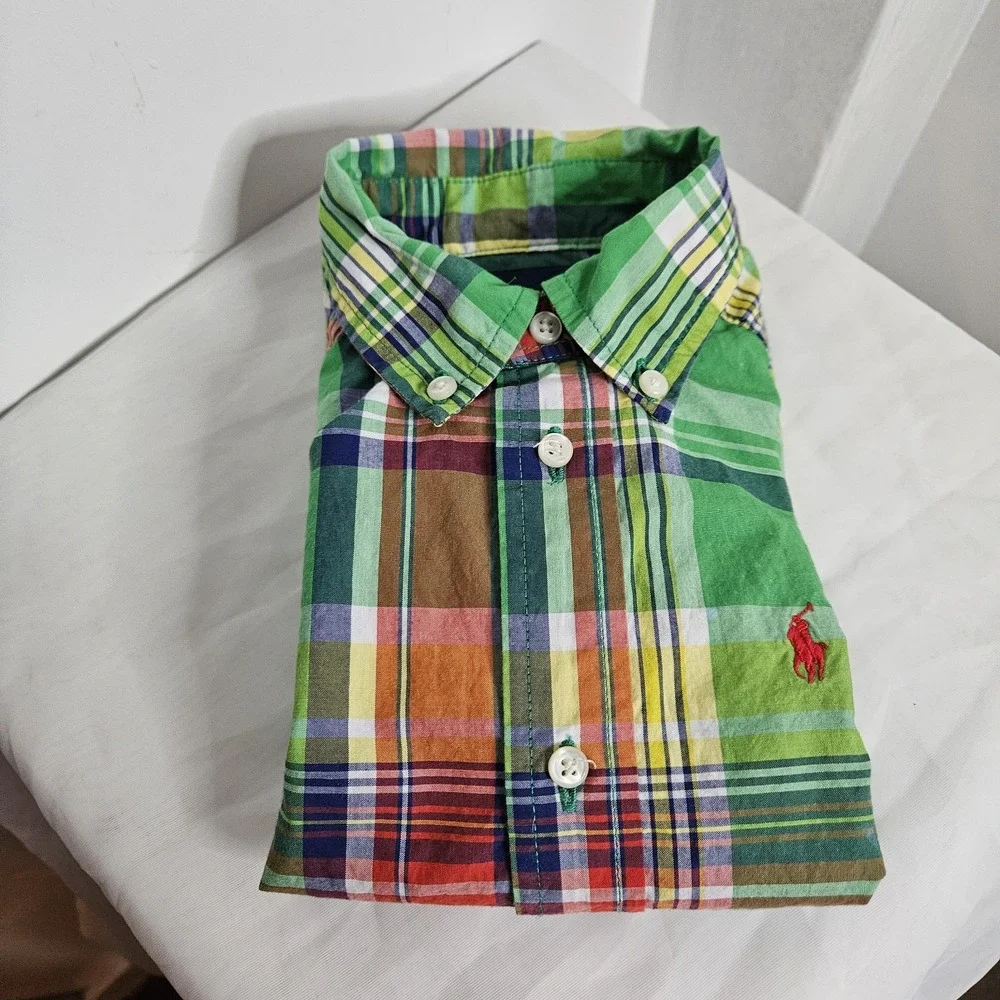 Ralph Lauren 2/2T‎ Plaid Button Down Shirt 100% Cotton Preppy Holiday Dressy